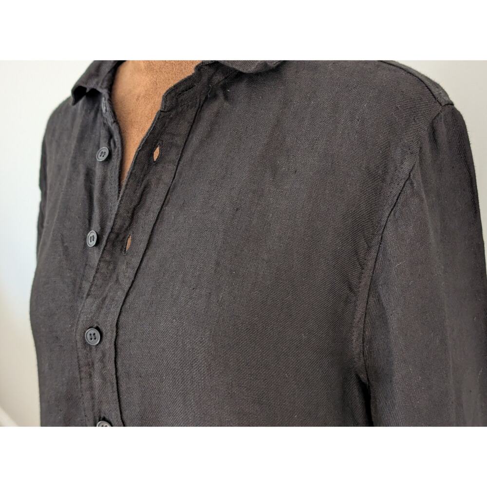 CP Shades Black 100% Linen Button Front Tunic Shirt S Made in USA EUC - Picture 3 of 10